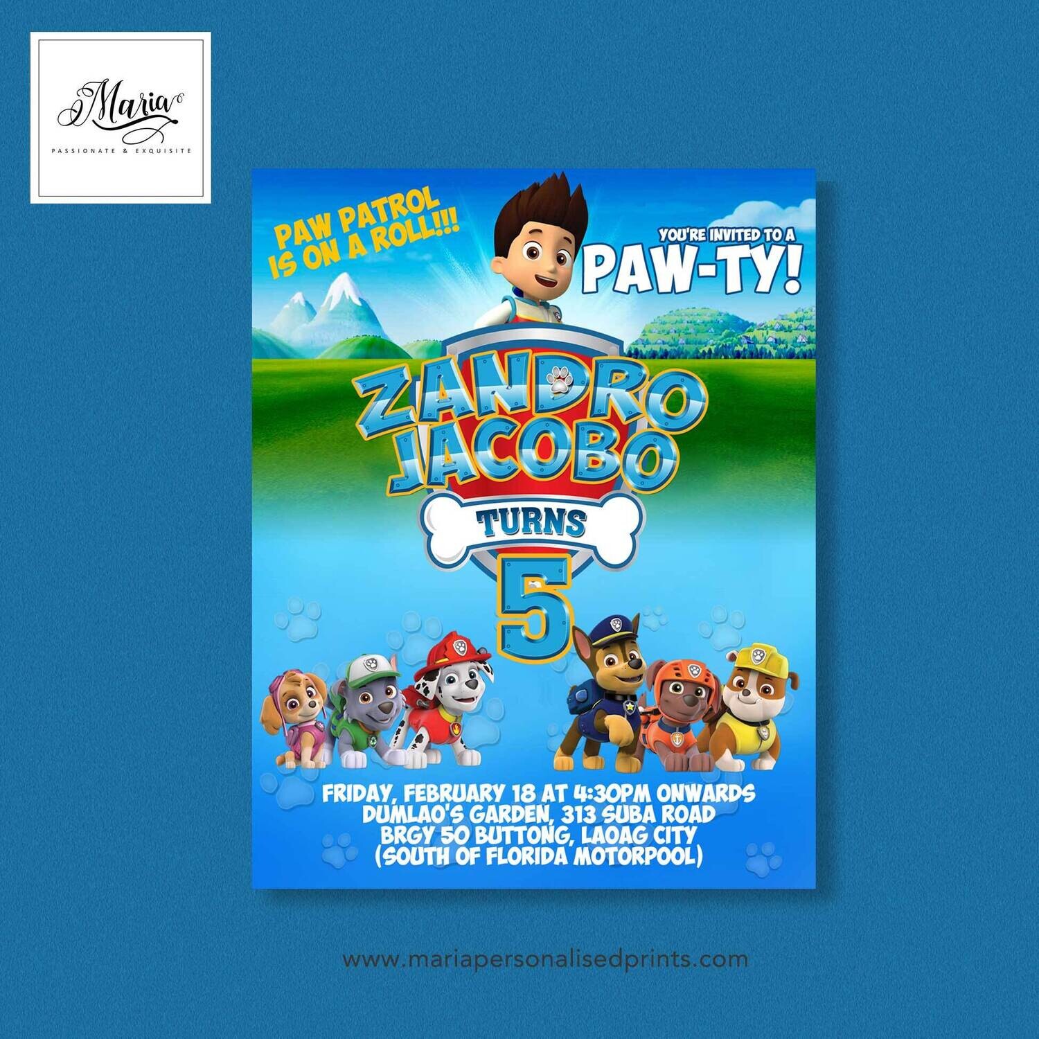 Paw Patrol Birthday Invitation Card Set of 14