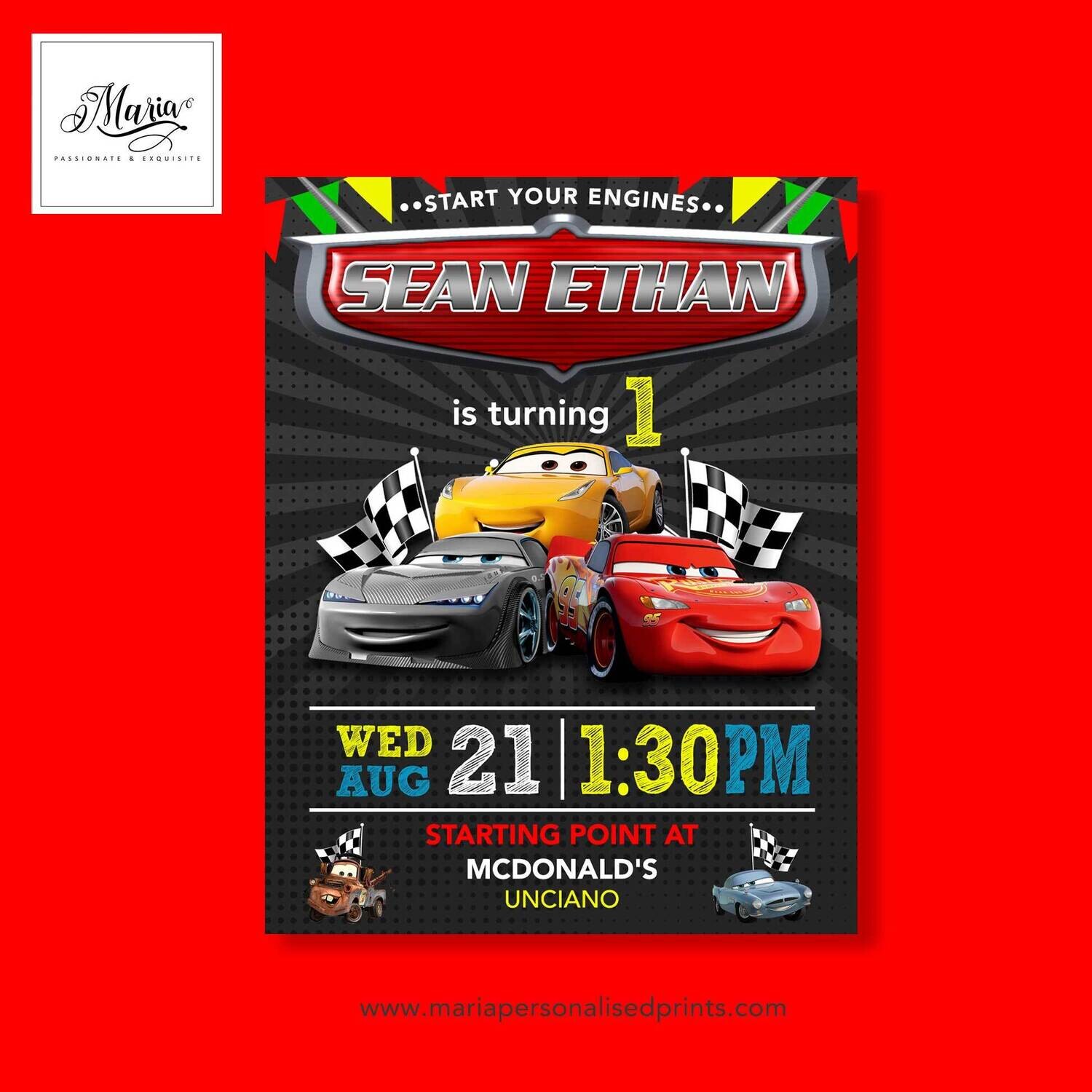 Cars Birthday Invitation Card Set of 14