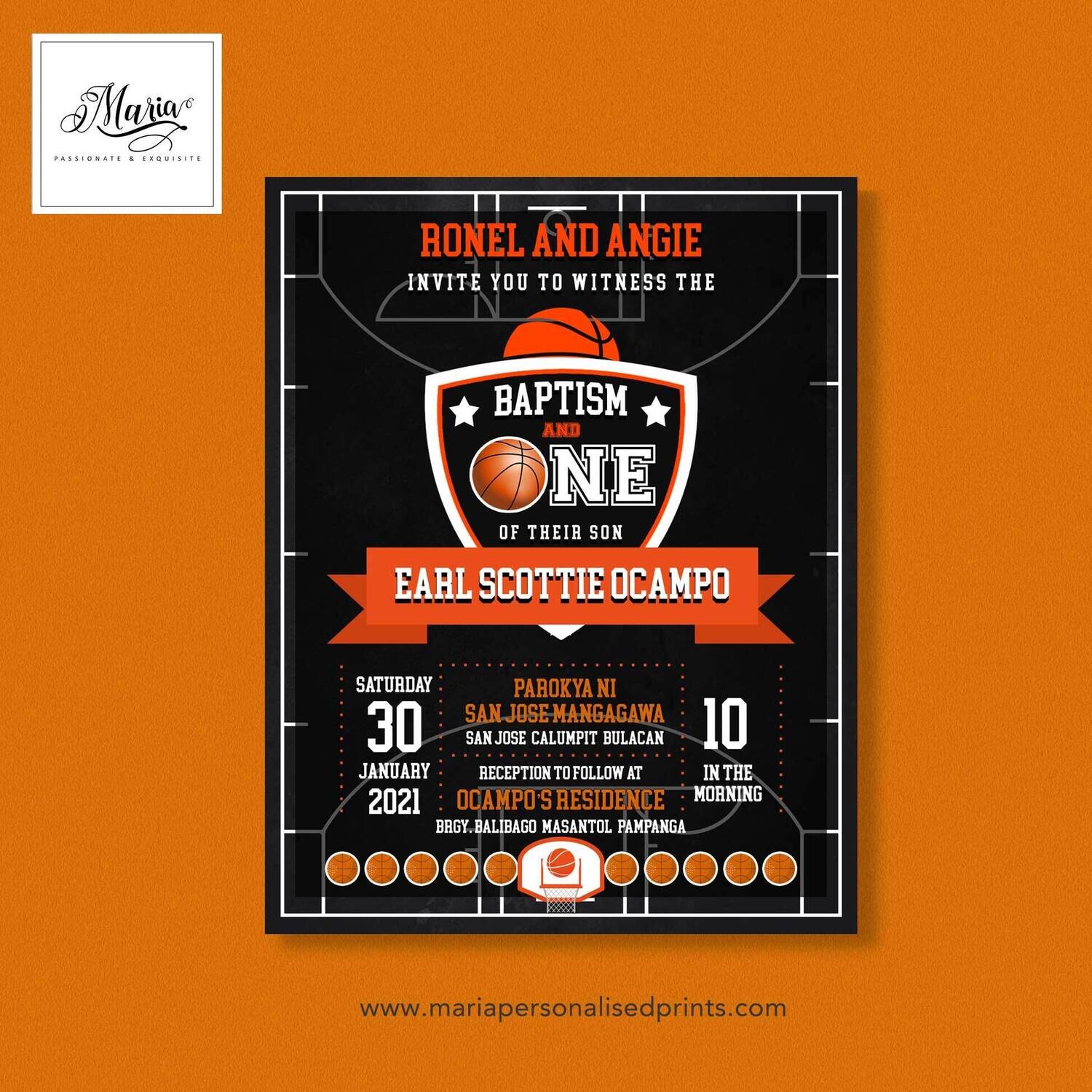 Basketball Invitation Card Set of 14