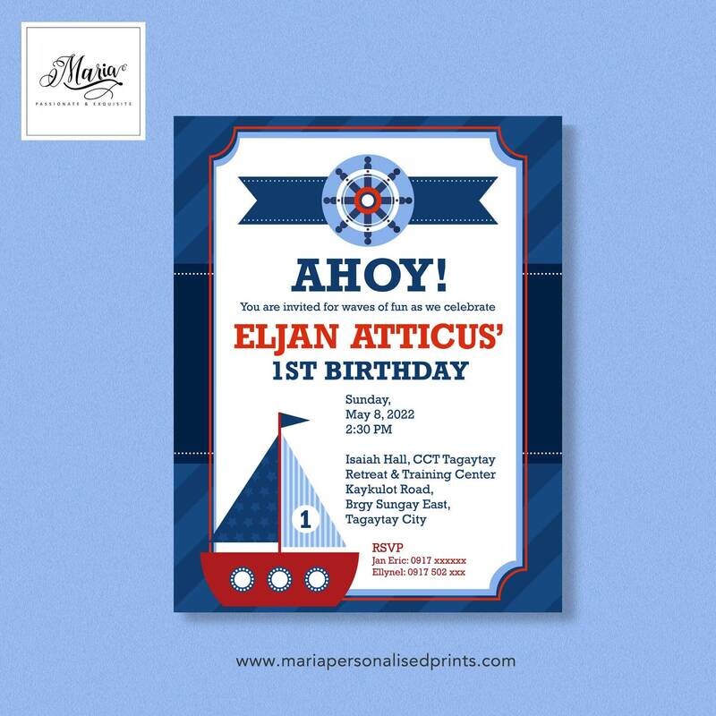 Nautical Birthday Invitation Card Set of 14