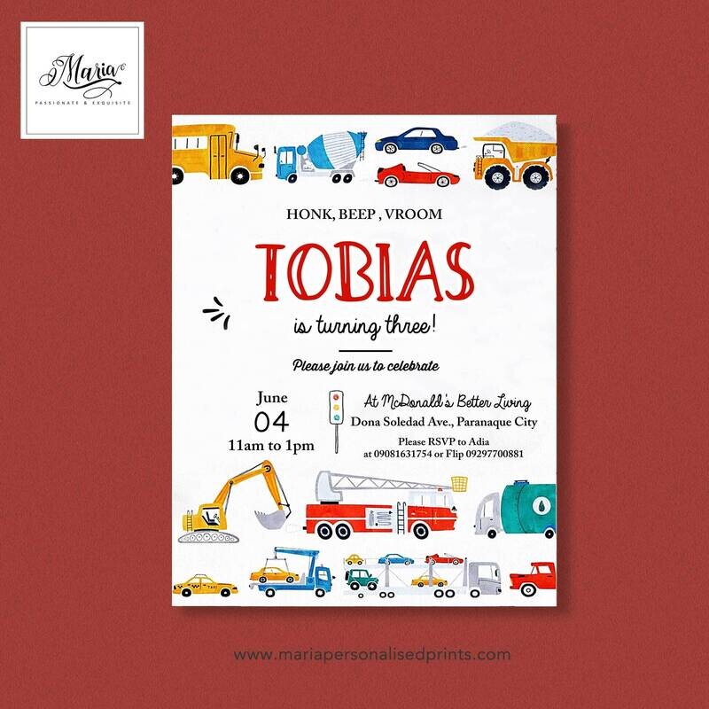 Transportation Birthday Invitation Set of 14