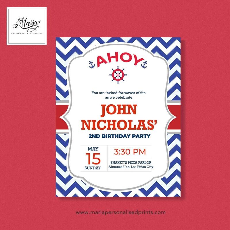 Nautical Birthday Invitation Card Set of 14