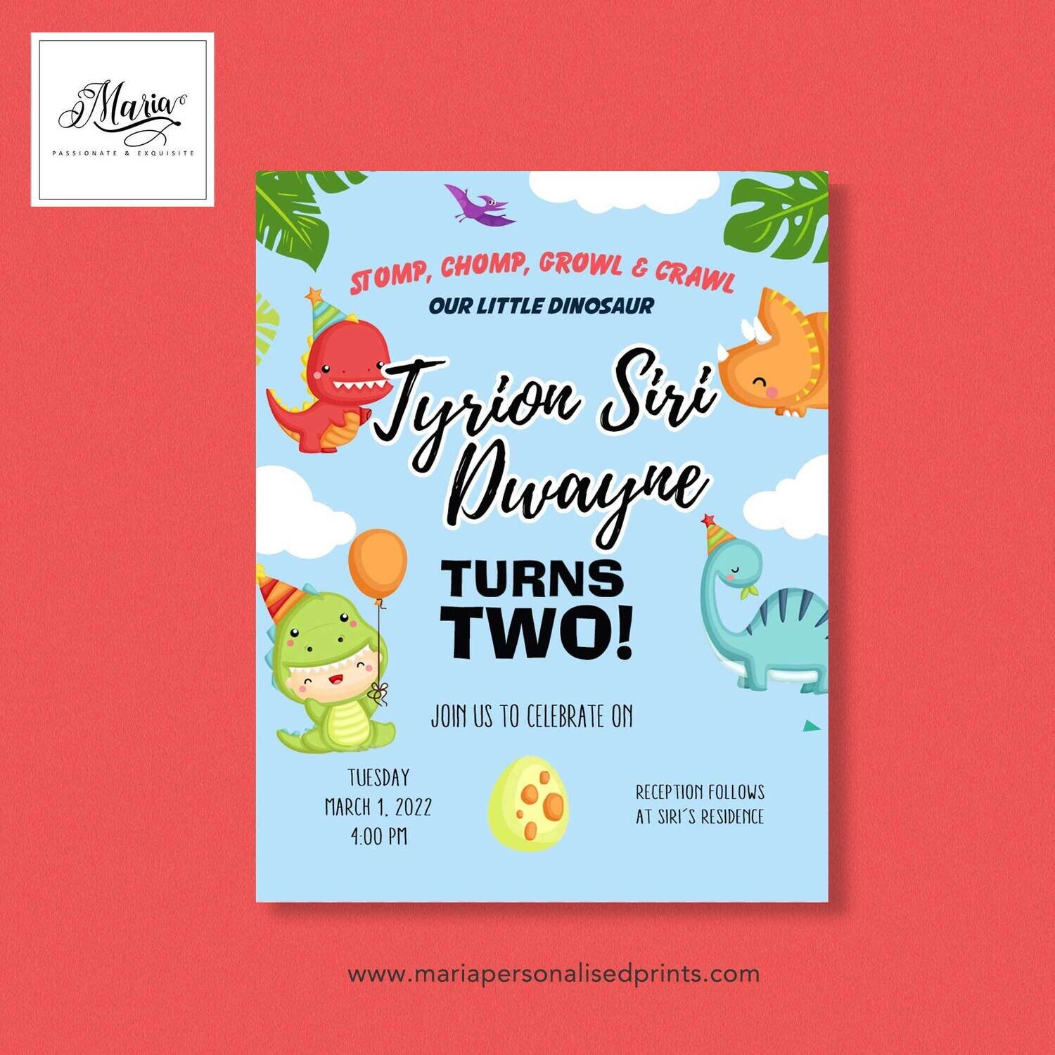 Dino Birthday Invitation Card Set of 14