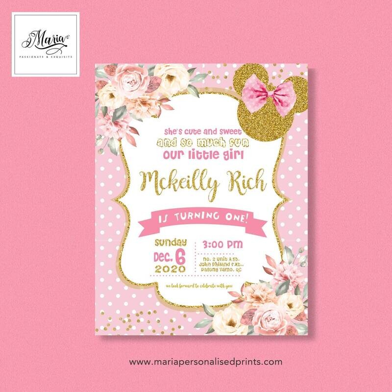 Minnie Mouse Birthday Invitation Cards Set of 14