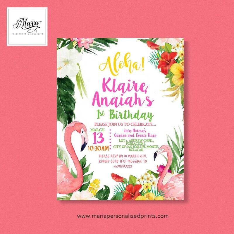 Tropical Flamingo Invitation Card Set of 14