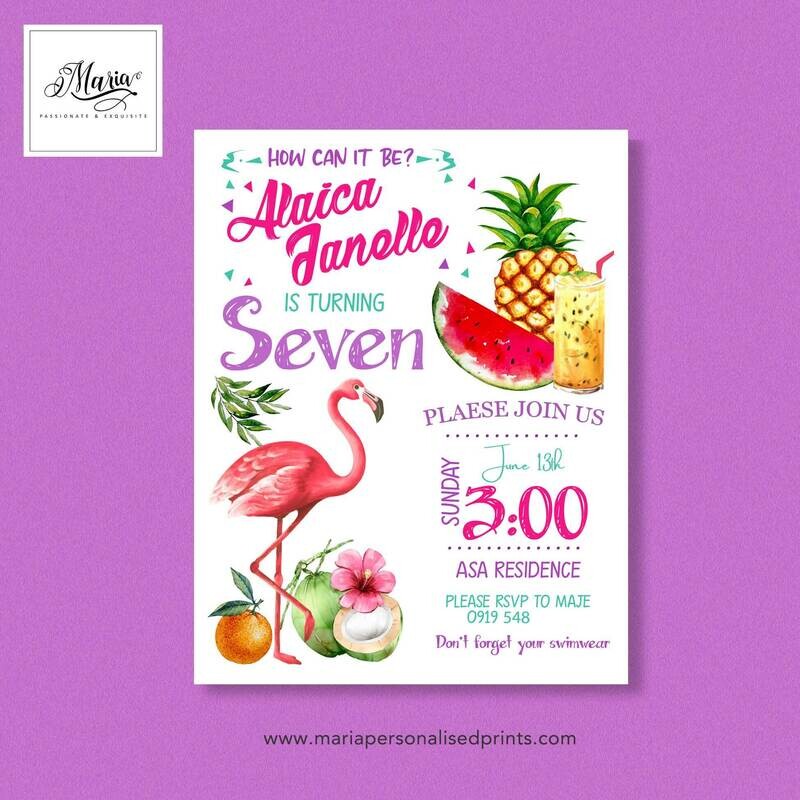 Tropical Flamingo Invitation Card Set of 14