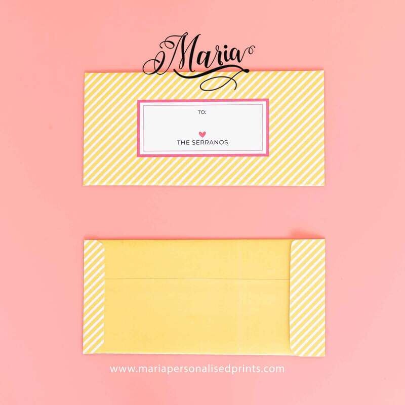 12 pcs Personalized Money Envelopes Yellow Stripe