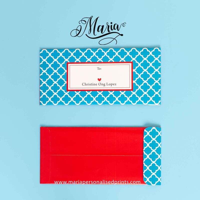 Personalized Money Envelopes Blue &amp; Red Pattern