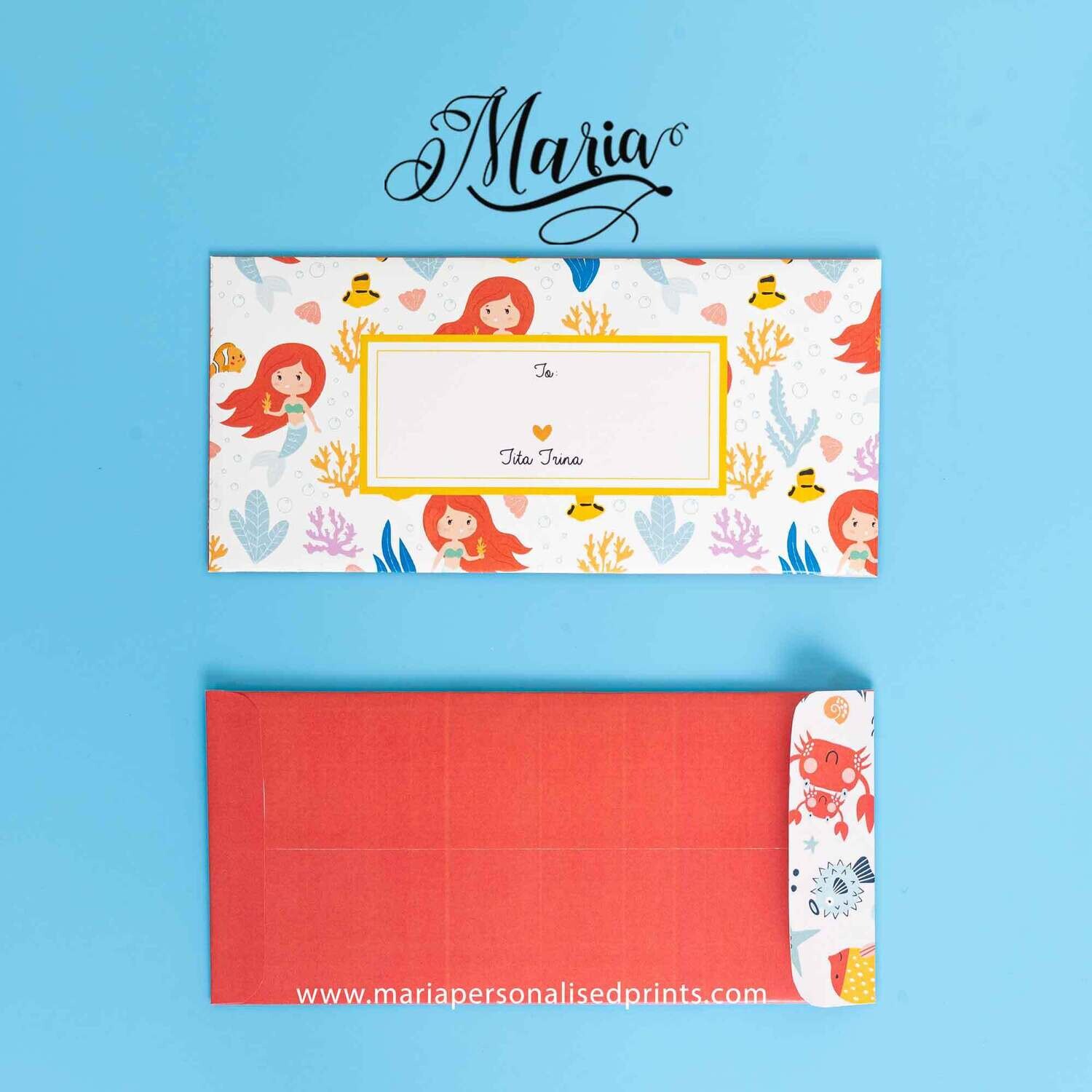 Personalized Money Envelopes Orange Mermaid