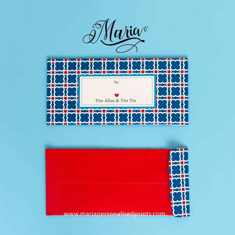 Personalized Money Envelopes Navy &amp; Red Pattern