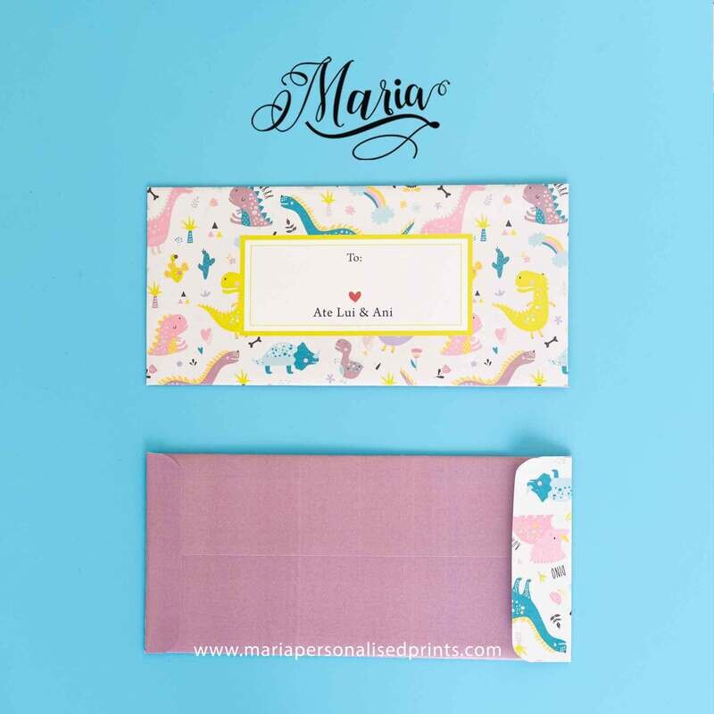 12 Pcs Personalized Money Envelopes Dino Girl