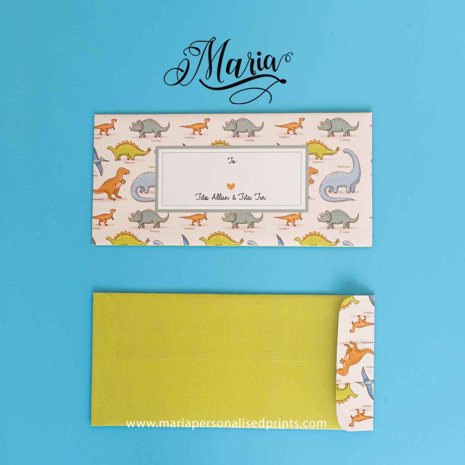 12 Pcs Personalized Money Envelopes Dino Boy