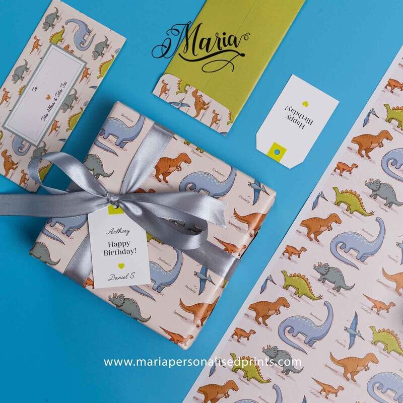 12 Pcs Gift Wrappers Dino Boy