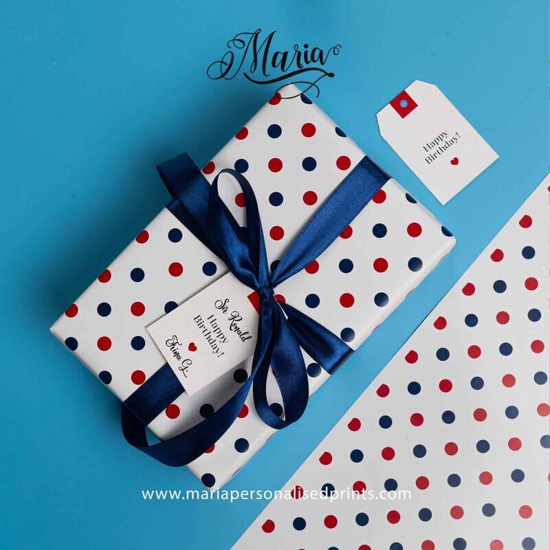 12 Pcs Gift Wrappers Navy Polkadots
