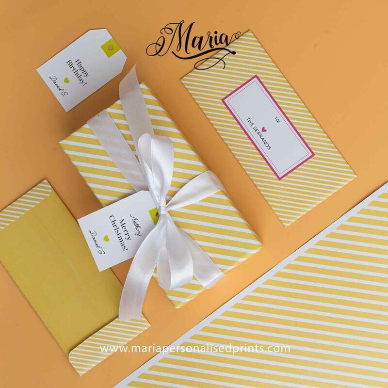 12 Pcs Gift Wrappers Yellow Stripes