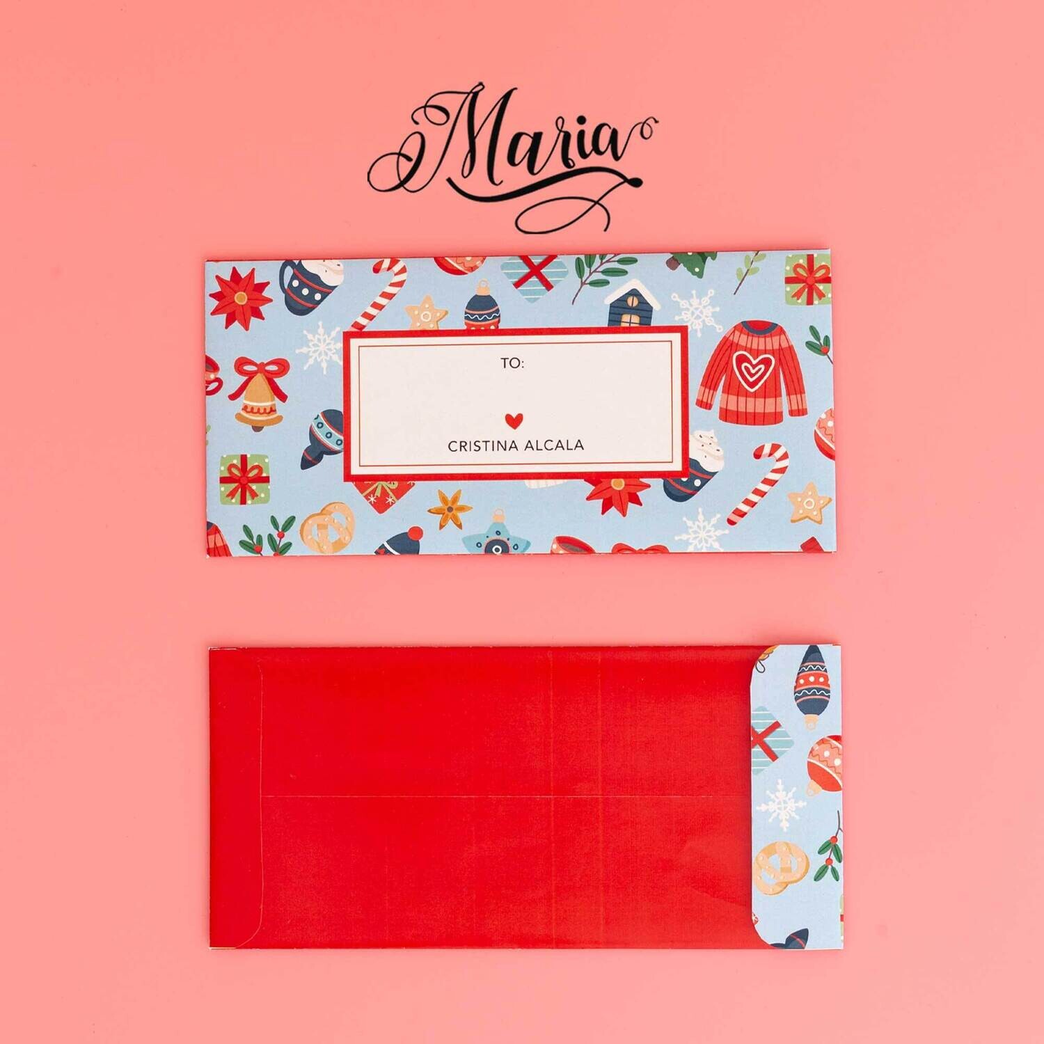 12 Pcs Personalized Christmas Money Envelopes