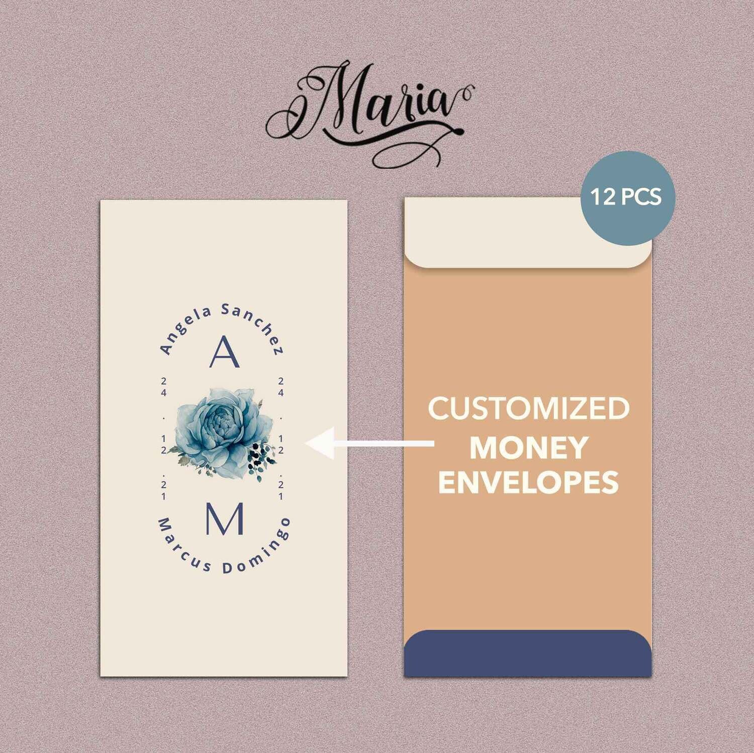12 Pcs Personalized Christmas Money Envelopes