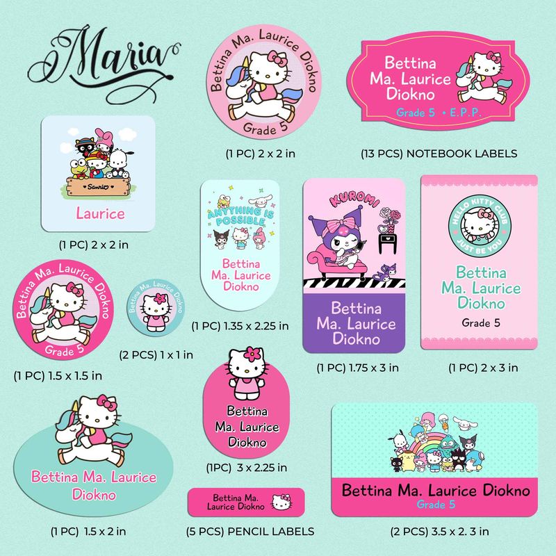 Back-to-School Personalized Stickers Hello Kitty