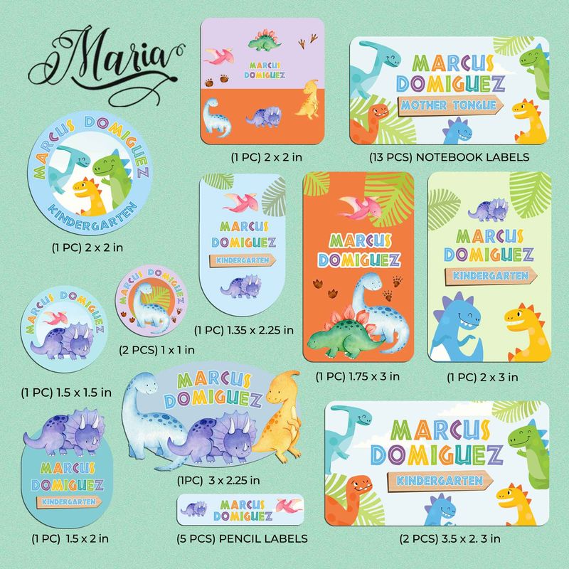 Back-to-School Personalized Stickers Dino