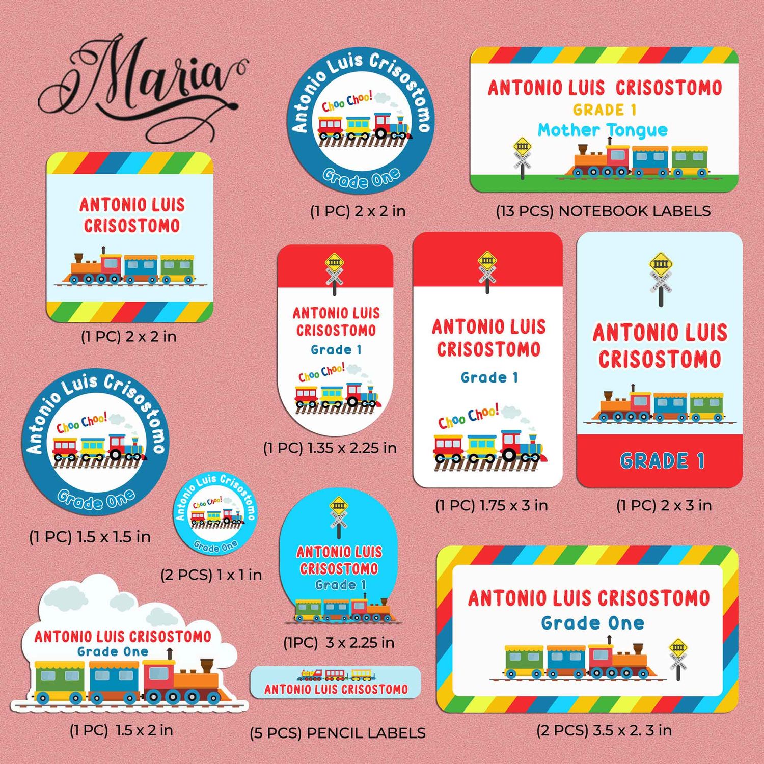 Back-to-School Personalized Stickers Train