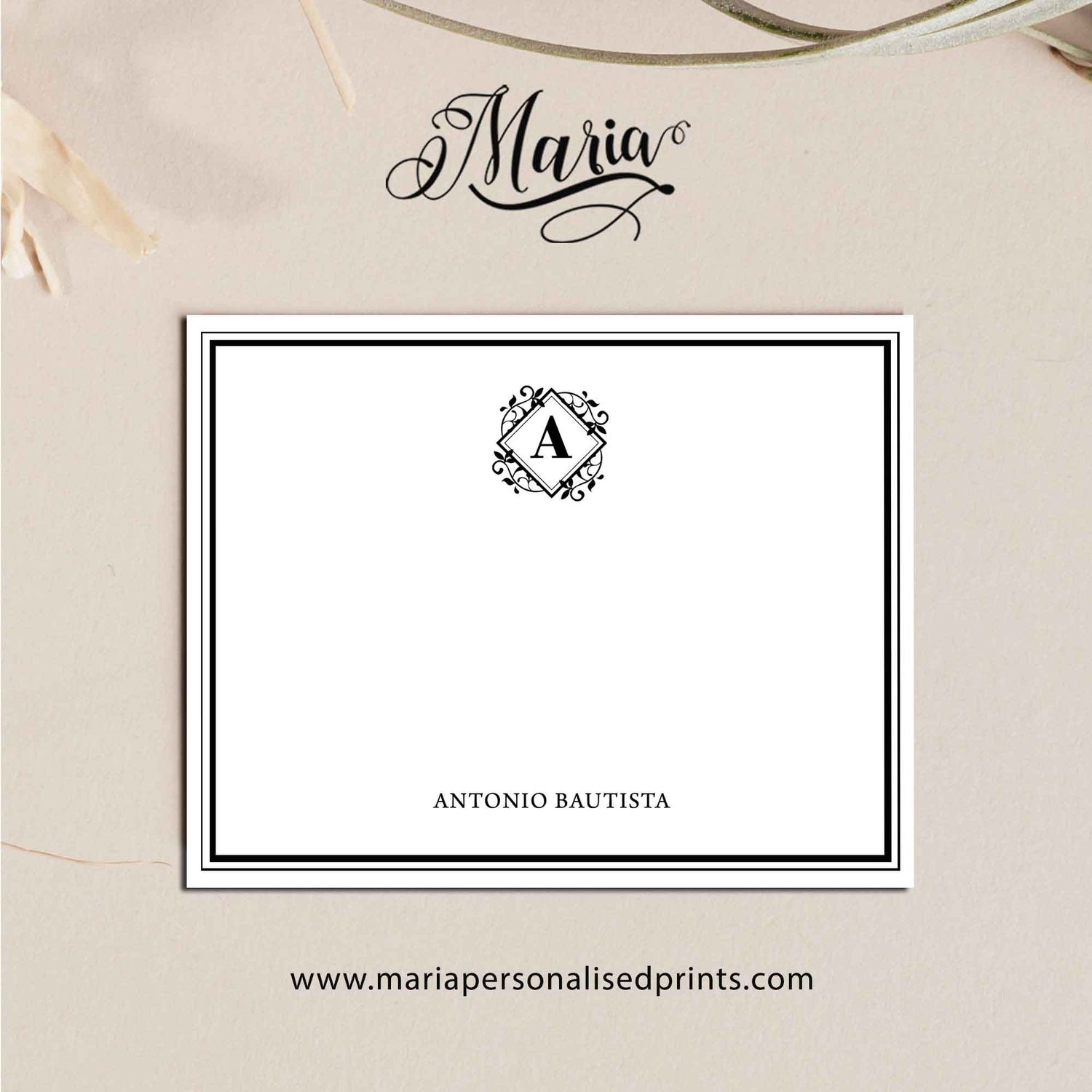 Personalized Note Cards MONOGRAM-C