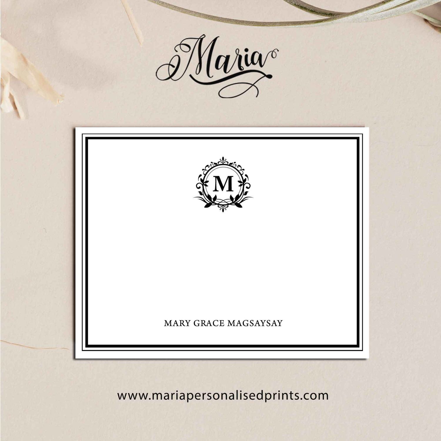 Personalized Note Cards MONOGRAM-D