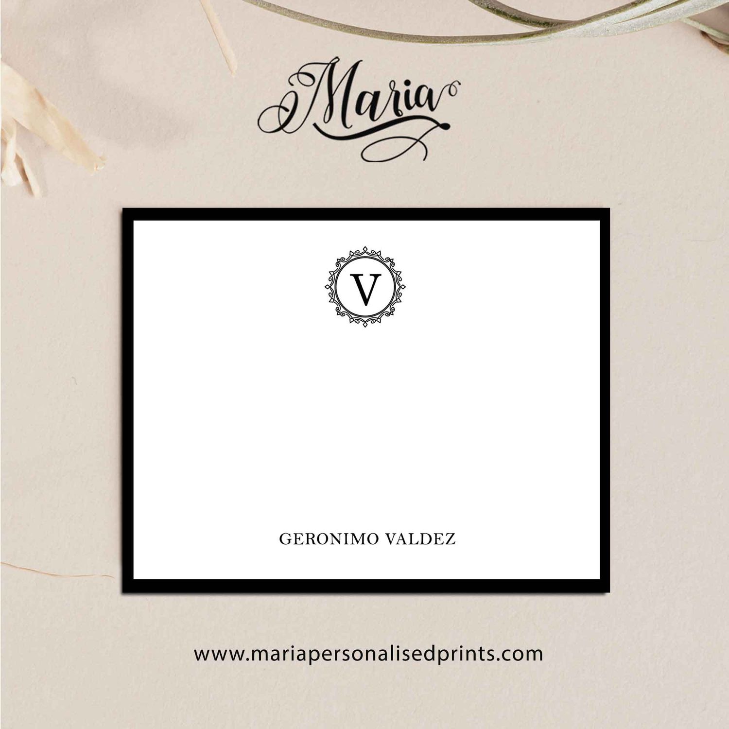 Personalized Note Cards MONOGRAM-G