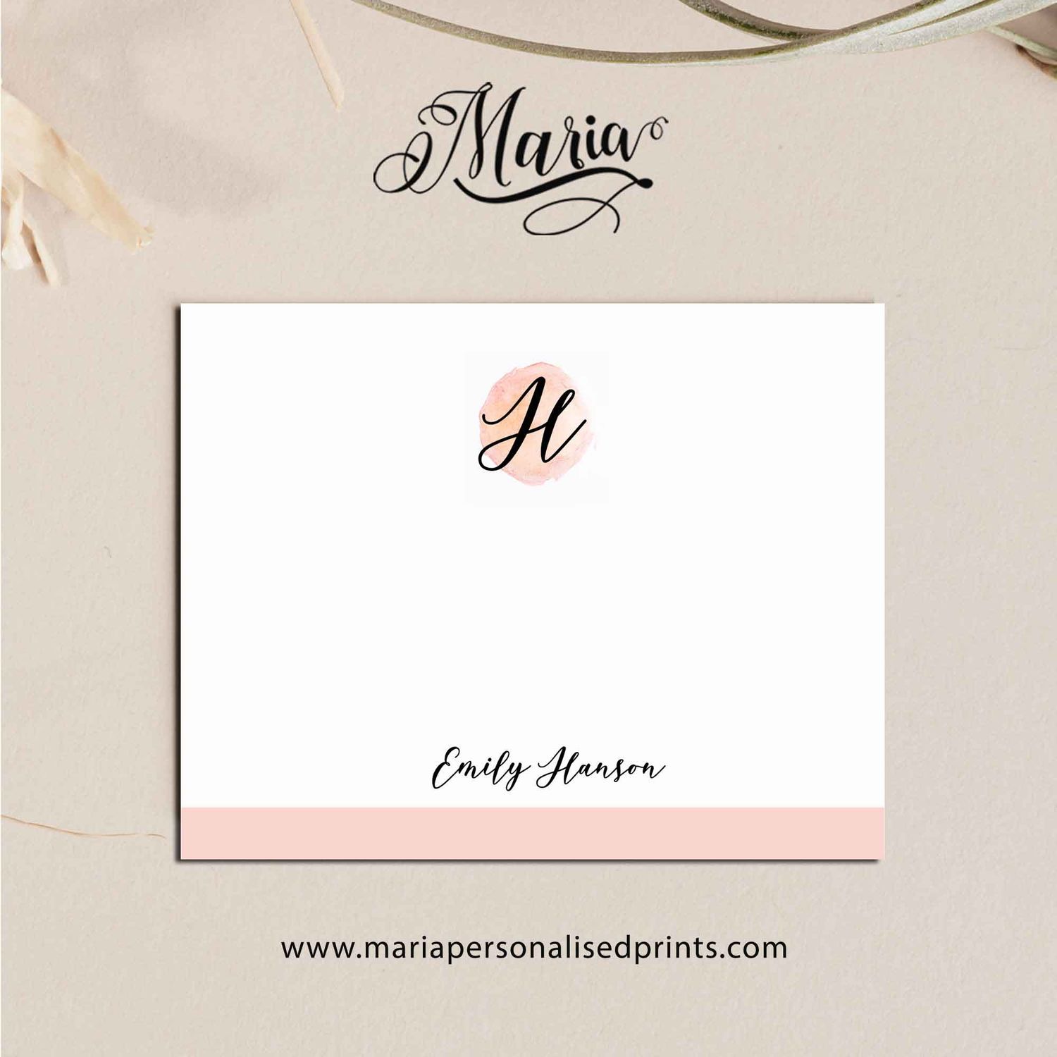 Personalized Note Cards MONOGRAM-H