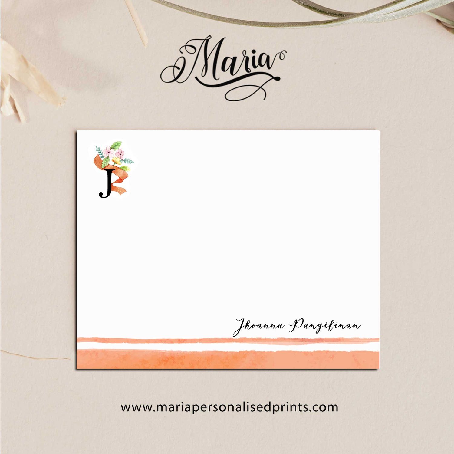 Personalized Note Cards MONOGRAM-J