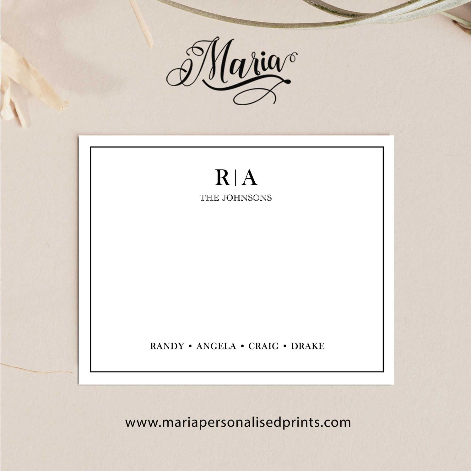 Personalized Note Cards MONOGRAM-T