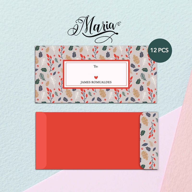 12 Pcs Personalized Christmas Money Envelopes F1