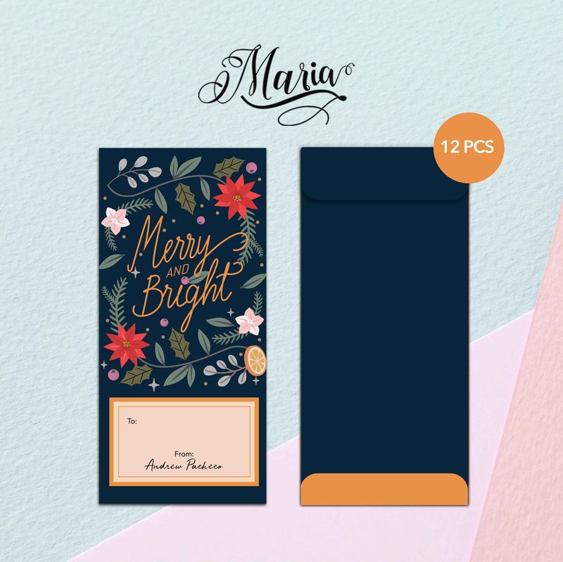 12 Pcs Personalized Christmas Money Envelopes