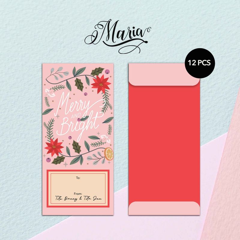 12 Pcs Personalized Christmas Money Envelopes