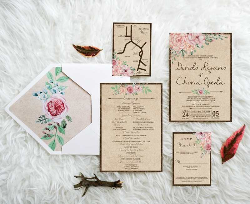 Rustic Wedding Invitation Set of 10