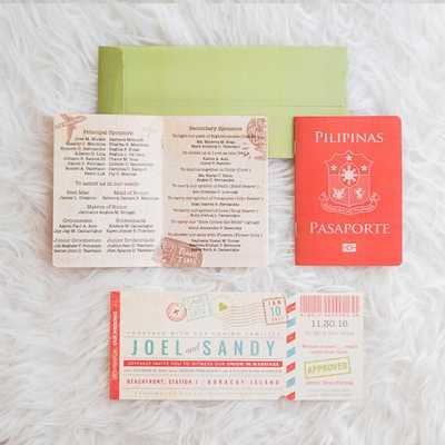 Passport Wedding Invitation Set of 10