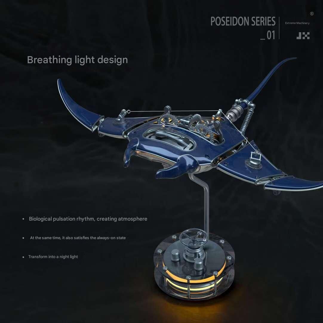 NAUTILUS TOY  Metal  Mechanical toy Punk Manta Ornaments（blue ） Handmade Gift Alloy