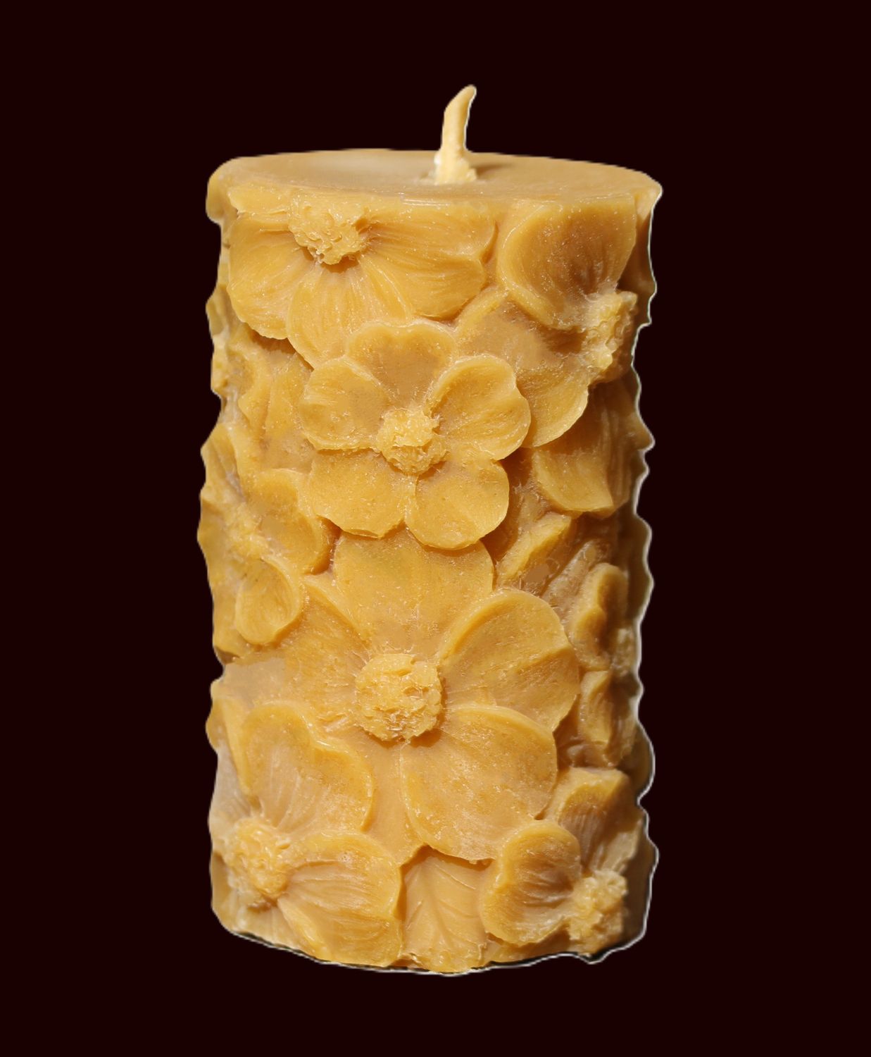 Cléone la grande en or, bougie artisanale en cire d'abeille grande