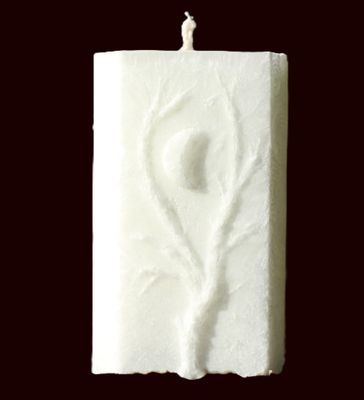 Séléné blanche, bougie artisanale en cire végétale d'olive