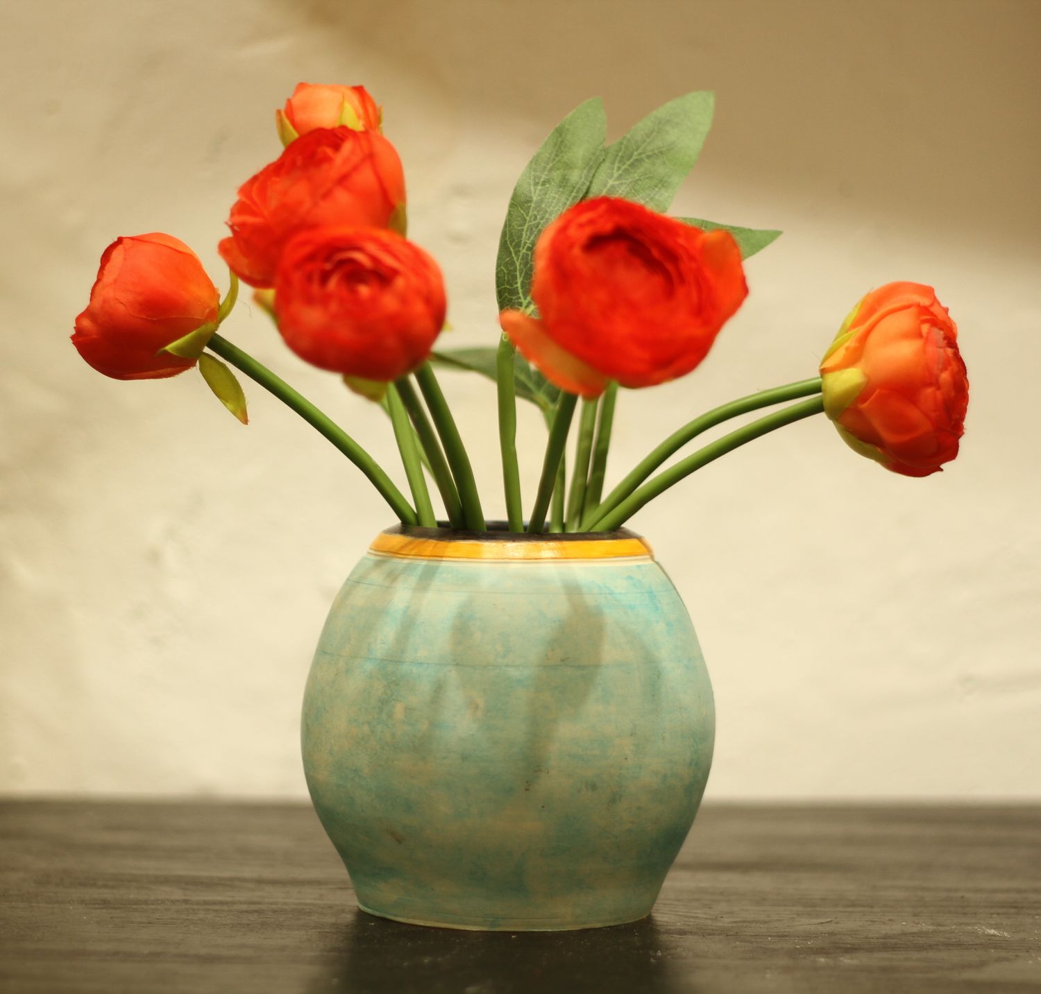 Vase rond bleu
