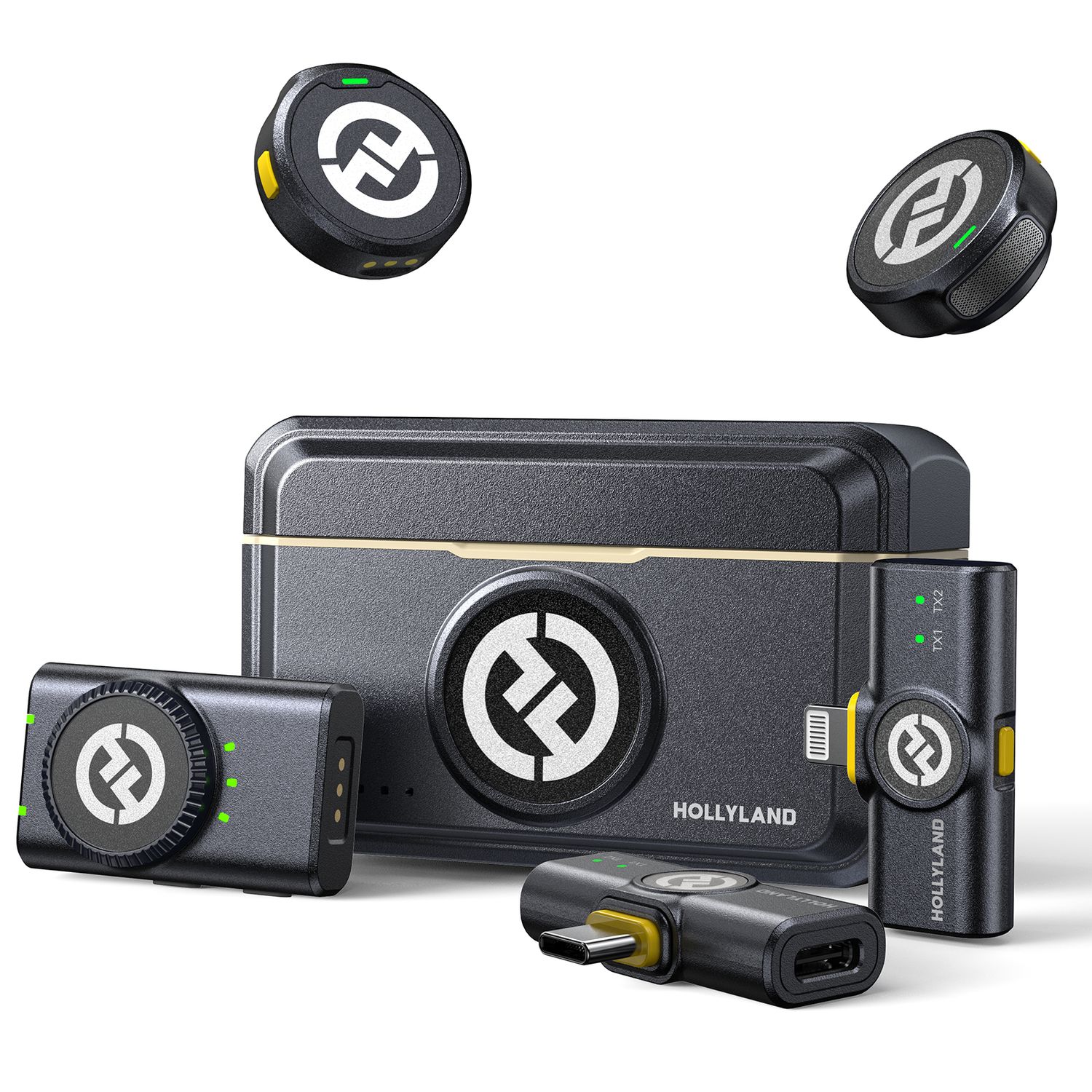 Hollyland LARK M2 Wireless Lavalier Microphone for iPhone Camera 300m Range Noise Cancellation 30H Battery for Photography Vlog