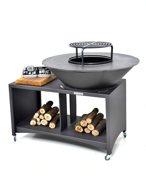 Parrilla de acero inox con encimera de acero - 100 cm