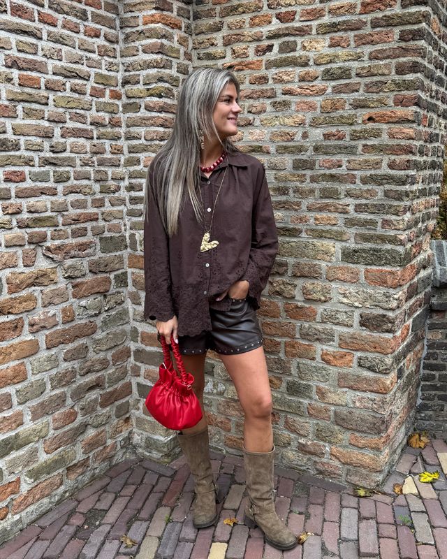 SUZIE BRODERIE BLOUSE brown
