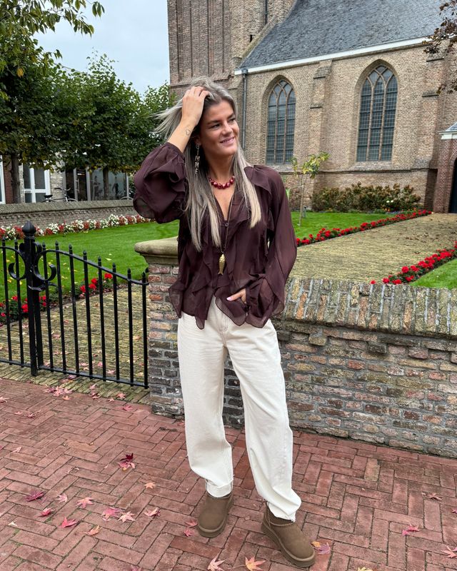 POM RUFFLE BLOUSE brown