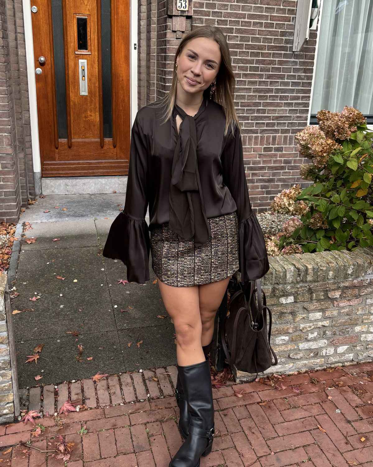 BLOUSE TROMPETMOUW brown