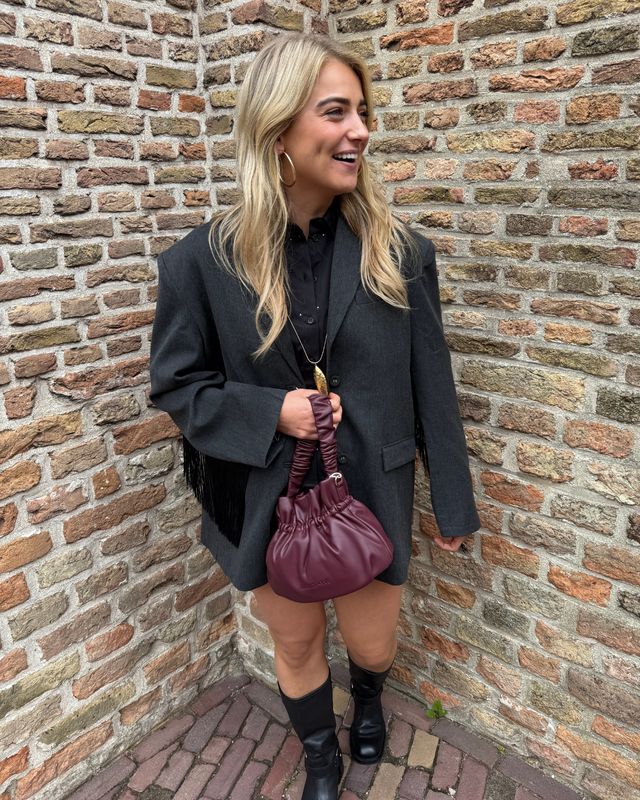 OVERSIZED BLAZER MET FRANJES dark grey