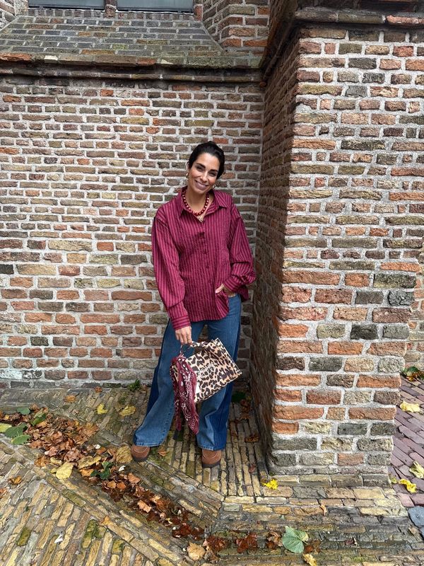 BLOUSE STRIPED OPEN BACK burgundy