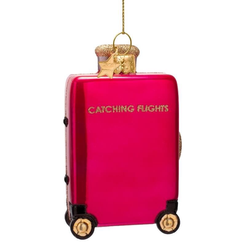 VONDELS ORNAMENT CATCHING FLIGHT SUITCASE raspberry pink