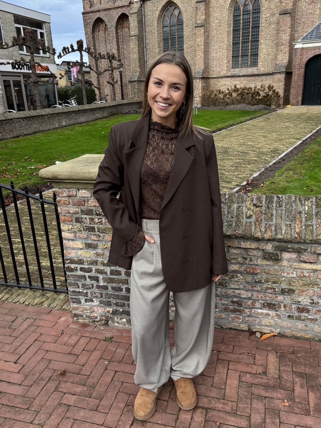 Nina check balloon pants