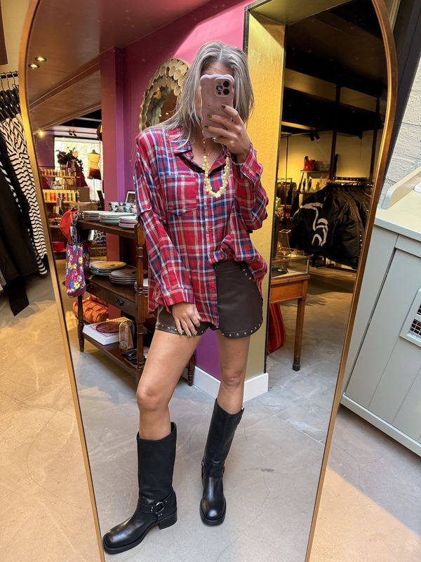 Maeve check blouse red