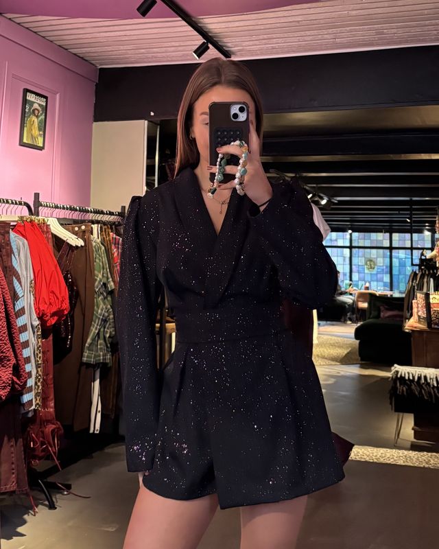 Sparkle playsuit black